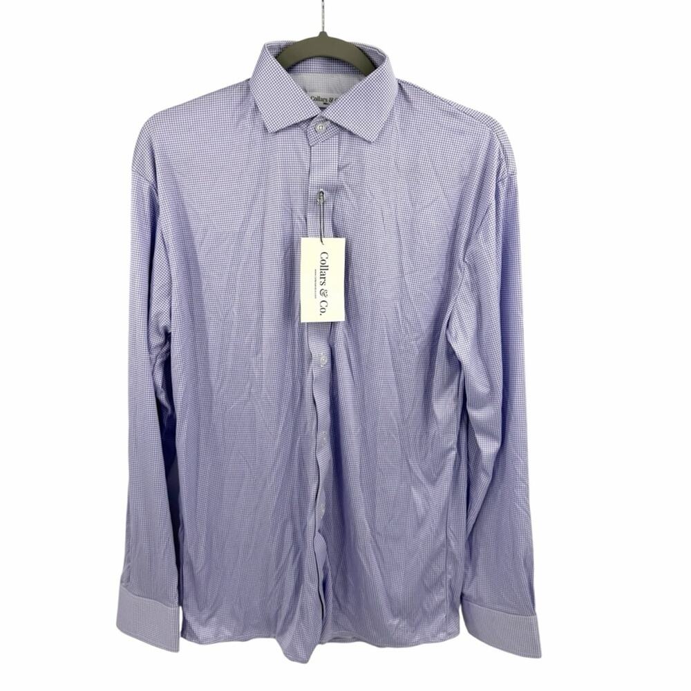 Collars & Co Quattro Flex LS Dress Shirt in lavender houndstooth Size S
